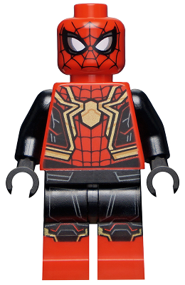 Spider-Man - Black and Red Suit, Large Gold Spider, Gold Knee Trim "Integrated Suit"