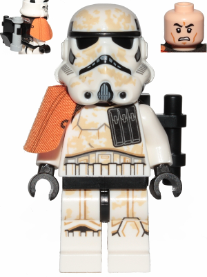 Sandtrooper Squad Leader "Captain" - Dual Molded Helmet, Orange Pauldron, Ammo Pouch, Dirt Stains, Survival Backpack