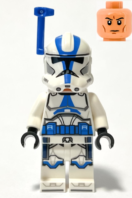 Clone Trooper Officer, 501st Legion "Phase 2" - White Arms, Blue Rangefinder, Nougat Head, Helmet with Holes