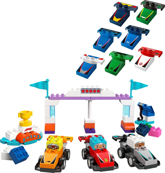 LEGO DUPLO Town F1 Team Race Cars & Drivers Building Toy Playset - Toddler Toy C 10445