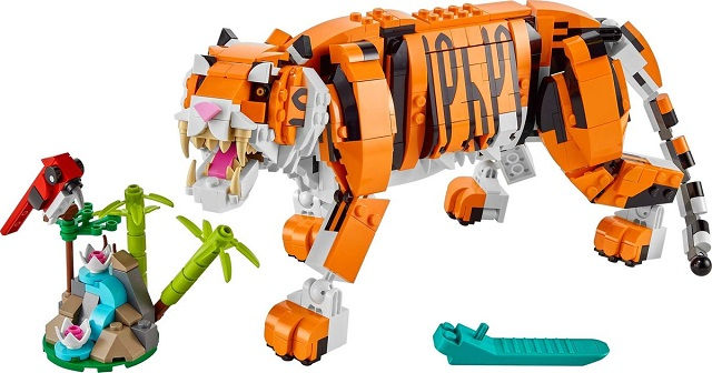 Lego Creator 3 in 1 Majestic Tiger Building Kit Featuring a Tiger, Red Panda and 31129