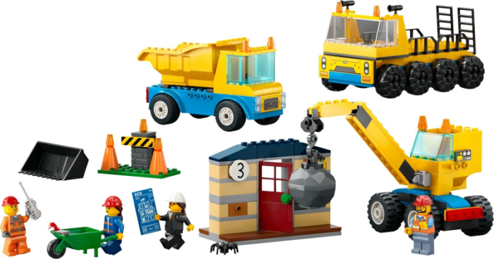 Lego City Construction Trucks and Wrecking Ball Crane Toddler Building Toy Set 6 60391