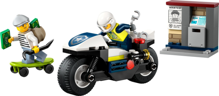 LEGO City Police Motorcycle Chase Building Toy 60455