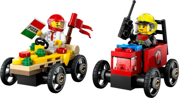 LEGO City Pizza vs. Fire Truck Race Car Pack Toy - Building Toys for Kids 60458