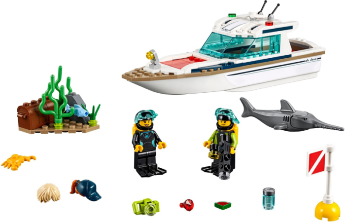 LEGO City Great Vehicles Diving Yacht 60221 Ship Building Toy and Diving Minifig